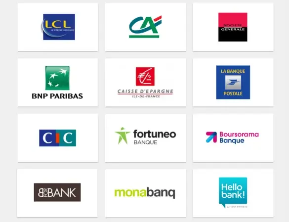 Logos des banques françaises (Crédit Mutuel, CIC, Société Générale, etc.) étudiées pour le financement de projets d'investissement locatif saisonnier (Airbnb).