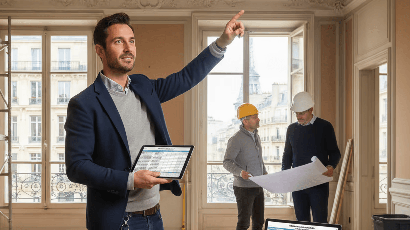 Un investisseur Hostcare en LMNP entrain de se projeter durant les travaux. 